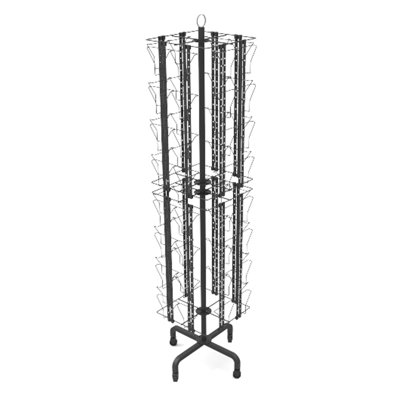 Up To 6.5" Pocket 64-Pocket Adjustable Display Rack, Double Tier Greeting Post Card Christmas Holiday Spinning Rack Stand 11603-M-DOUBLE-BLK