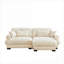 Canapés-lits, petit canapé moderne en forme de L avec repose-pieds 2 places, pour le salon, la chambre, le loft | Velours | Crème