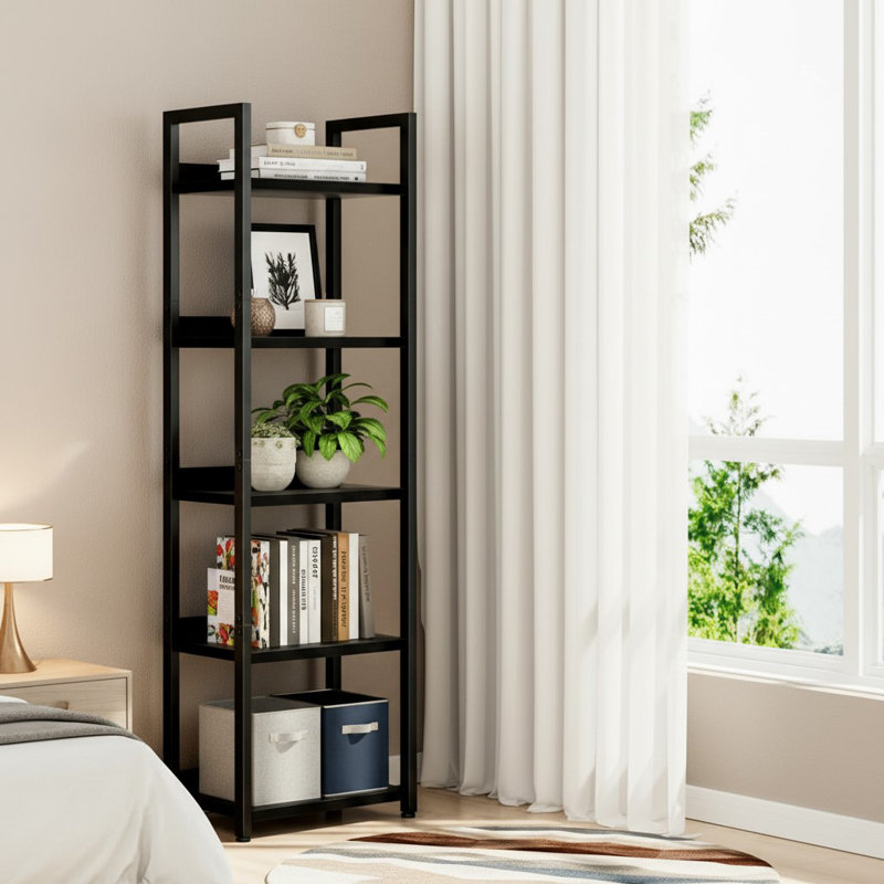 Darabont Bookcase, Black, (5 Shelves) 60.6"H x 23.6"W x 11.8"D