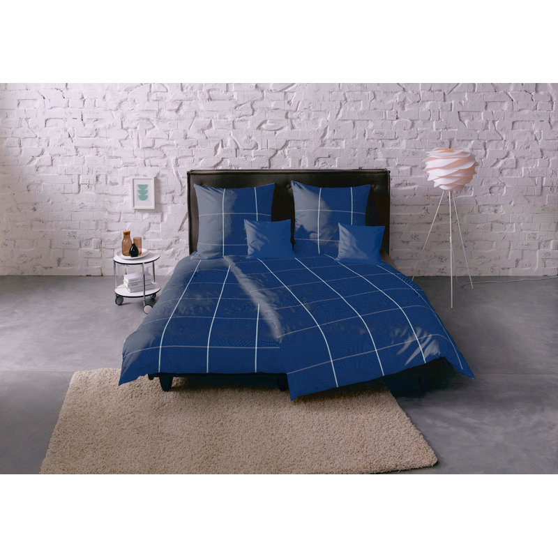 100% Cotton Duvet Cover Set, Single, Indigo Blue
