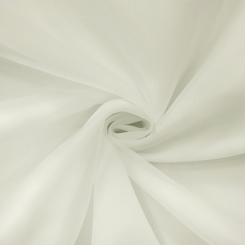 Ivory Sheer Polyester Grommet Panel with Lace Detail