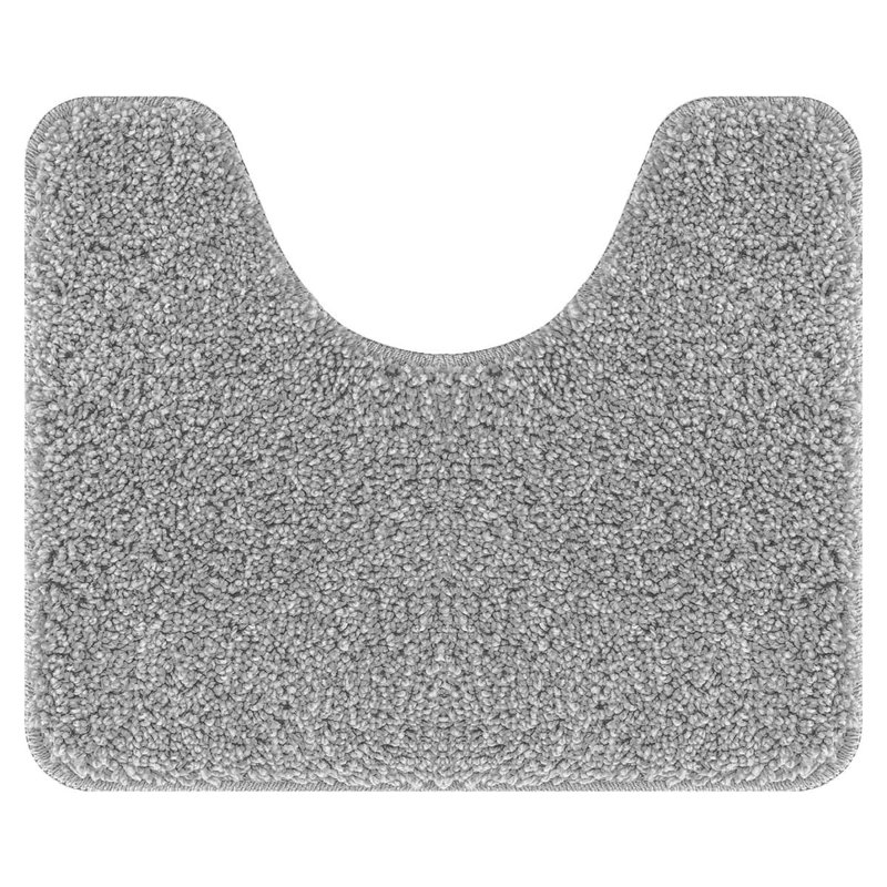 2 Piece Alya Small Bath Mat Ultra Soft Bathroom Rug Anti Slip Toilet Rug Pedestal Mat Set, 100cm L x 60cm W, Grey