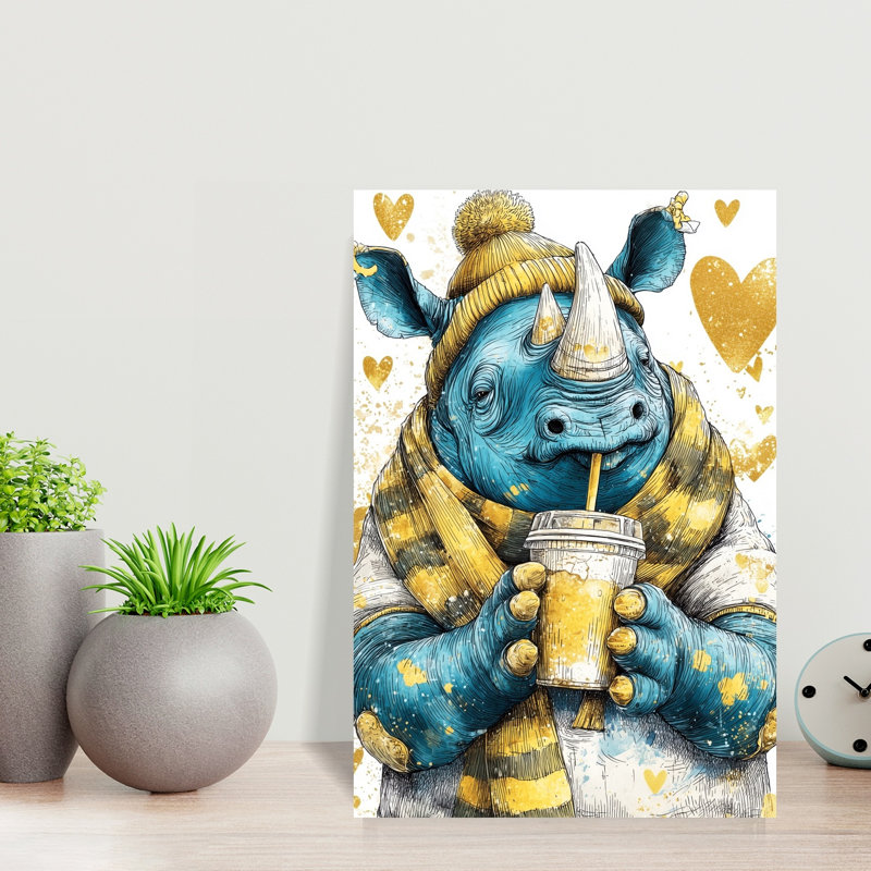 Cozy Blue Rhino, 18" H x 12" W