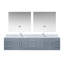Meuble-lavabo double l 84 po x P 22 po, comptoir en marbre de Carrare, ensemble de robinet et miroirs à DEL 36 po-2026484908