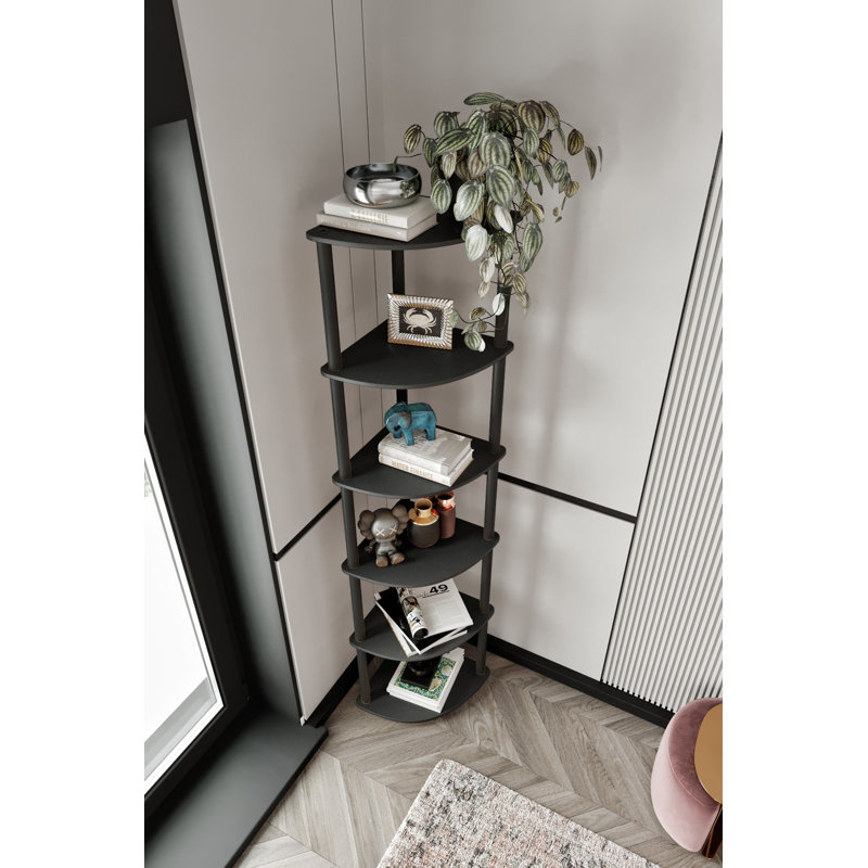 Modern Black Bookshelf, 67.3 x 13.4 x 13.4 inches | 100% MDF with Compressed Kraft Legs | Stylish Solid Color Design | Perfect for Home Office, Living Room & Study, Space-Saving & Elegant Storage Solution
