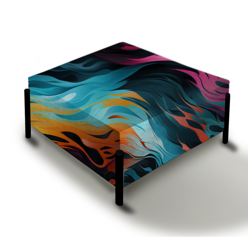 Multicolore Futuriste Fusion - Grand repose-pieds carré abstrait