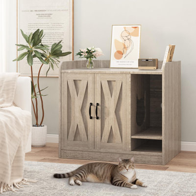Mobilier moderne pour grand bac à litière pour chat avec système de ventilation et tablette de rangement