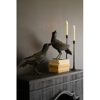  Set of Two Black Metal Halloween Crows – Spooky Yard Decor