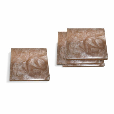 Coaster Sets | 4" Square Shape Resin Coasters Set of 4 | Artisanal Coaster for Kitchen Counter, Coffee Table, Home Décor | Brown