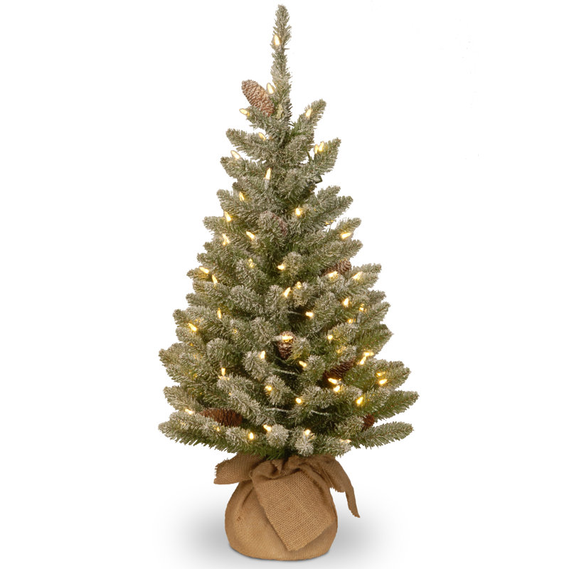 Sapin floqué avec lumières DEL, 3'