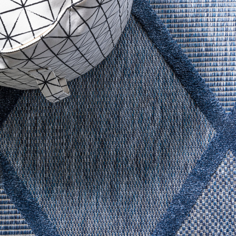 Tapis intérieur / extérieur bleu Briano Diamond Trellis, Tapis de couloir 2 pi 2 po x 8 pi