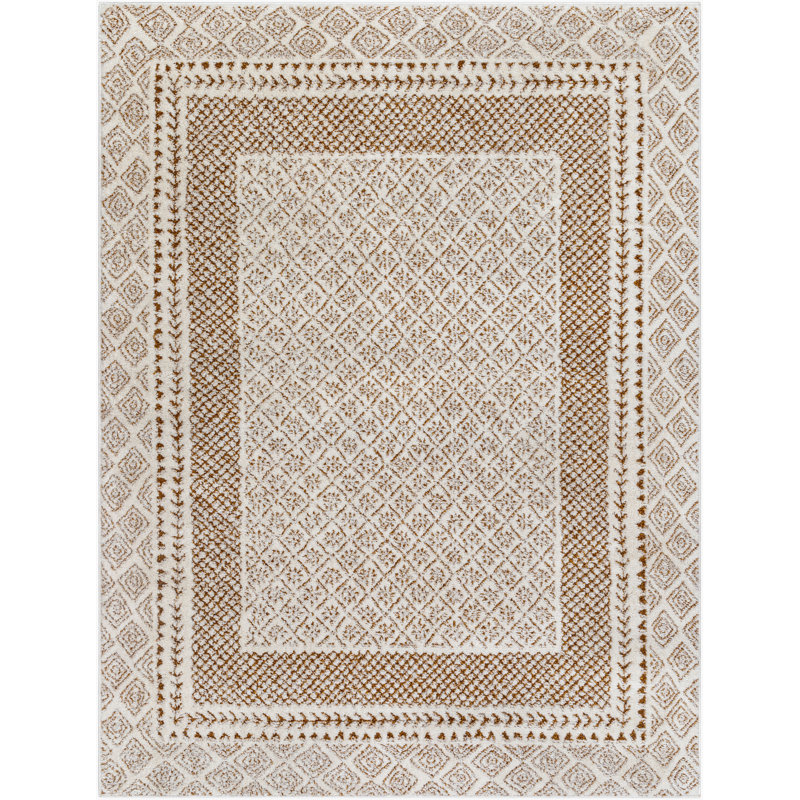 Tapis brun tissé à la machine Calvo, Rectangle 2 pi x 2 pi 11 po