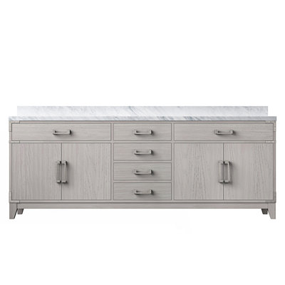 84 In. W X 22 In. D Double Bath Vanity With Carrara Marble Top