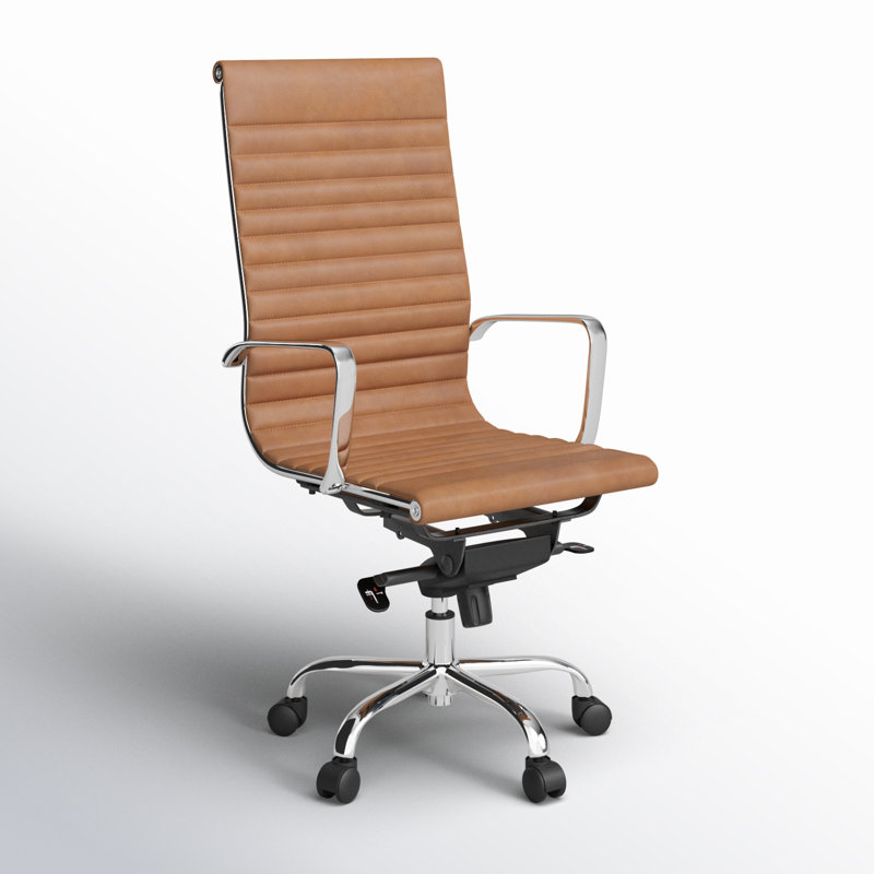 Studio Swivel Office Chair, Tan Faux Leather