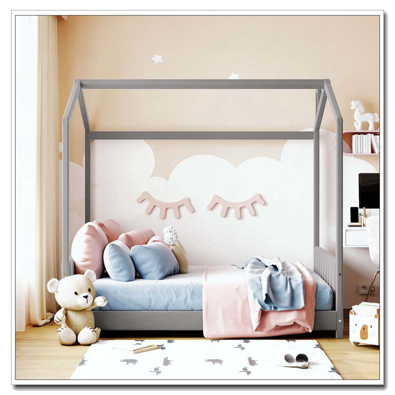 Lit en bois Velvet House, gris, Complète