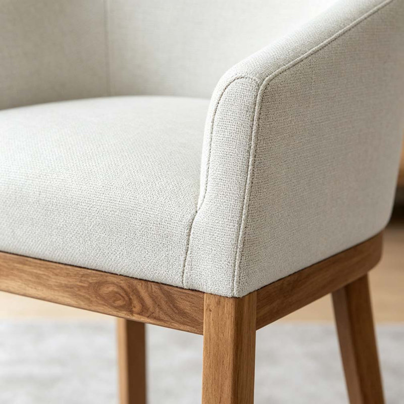 Modern Upholstered Barrel Dining Chairs, Beige