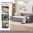 Double Size Upholstered Daybed Frame with Pull Out Trundle Bed, Slatted Sofa Bed with Side Storage Pocket for Guest Room Living Room-1758319737