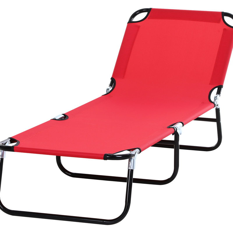 Méridienne inclinable rouge pour patio - 5 inclinables, pliables, structure en acier pour bronzer en plein air sur une chaise de plage ou de jardin 5 positions, pliante, cadre, rouge,