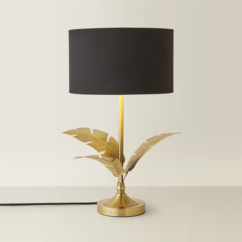 Waynetown Metal Table Lamp, Cotton / Cotton Blend, Black