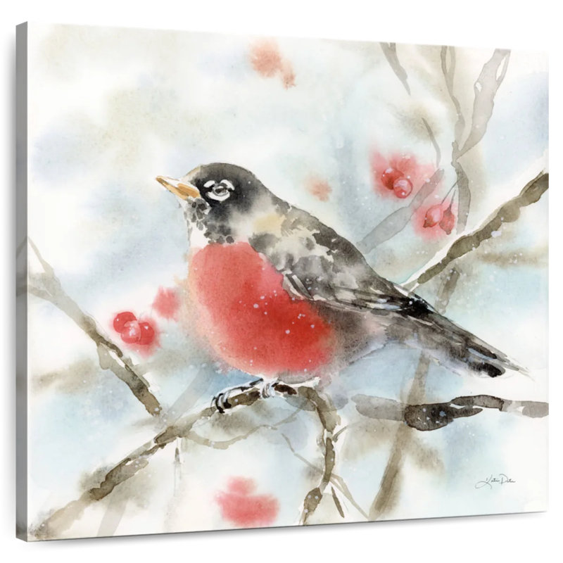 Brampt Perched Winter Robin, 10" H x 10" W