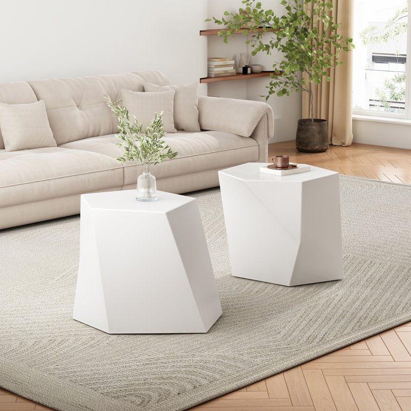 Ensemble de table basse moderne mgo, White