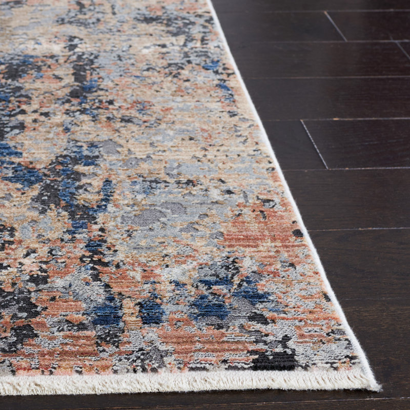 Tapis bleu / rouille, Rectangle 9 pi 8 po x 13 pi