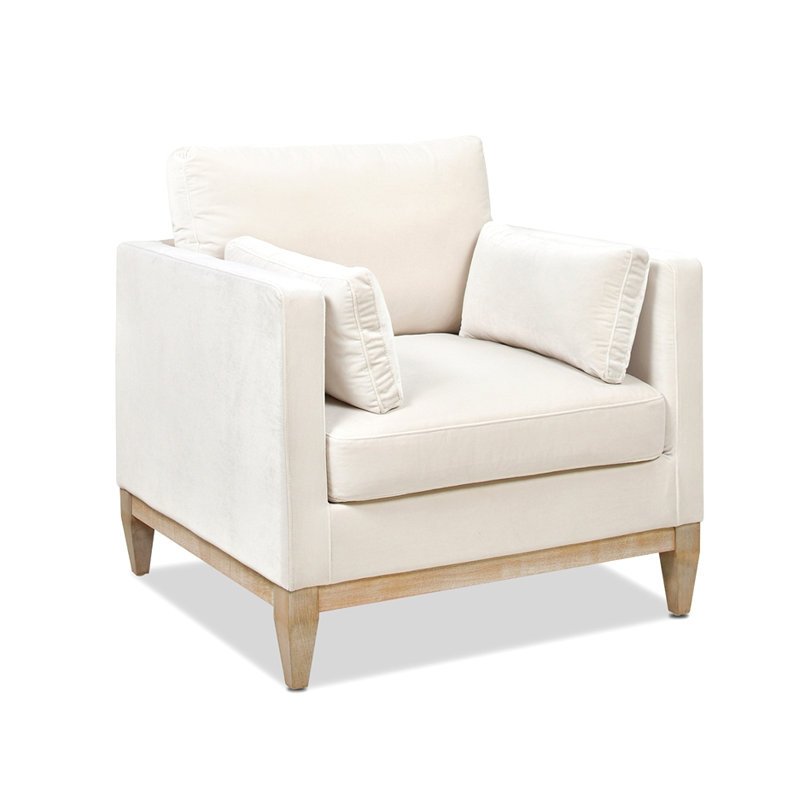 Fauteuil de style campagne moderne Knox, velours beige performance 36 po Knox, Beige