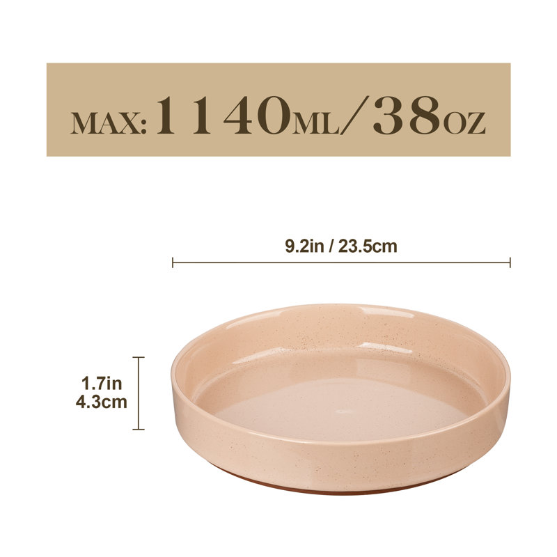 4-Piece 1140ml Sesame Glazed Stoneware Pasta Bowl Set, White/Pink/Grey/Brown