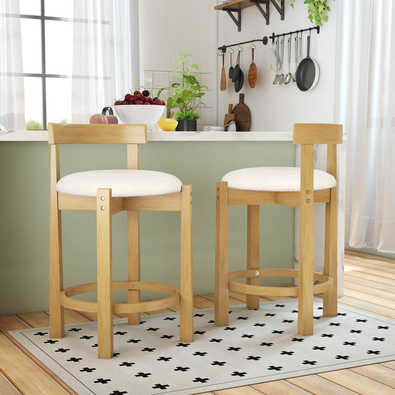 24” Counter Height Bar Stools Set of 4 with Backrests and Footrests for Dining Room, 4