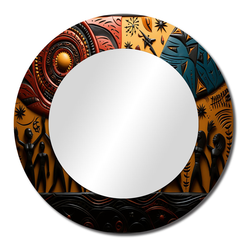 «African Tribal Rhythms» - grand miroir mural tribal africain, 23 po x 23 po