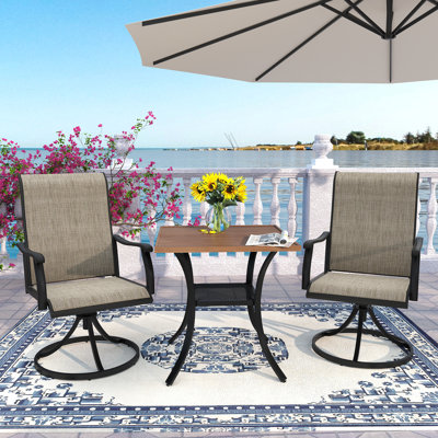 Seddon Square 2 - Person Powder Coated Steel Bistro Set with Cushions