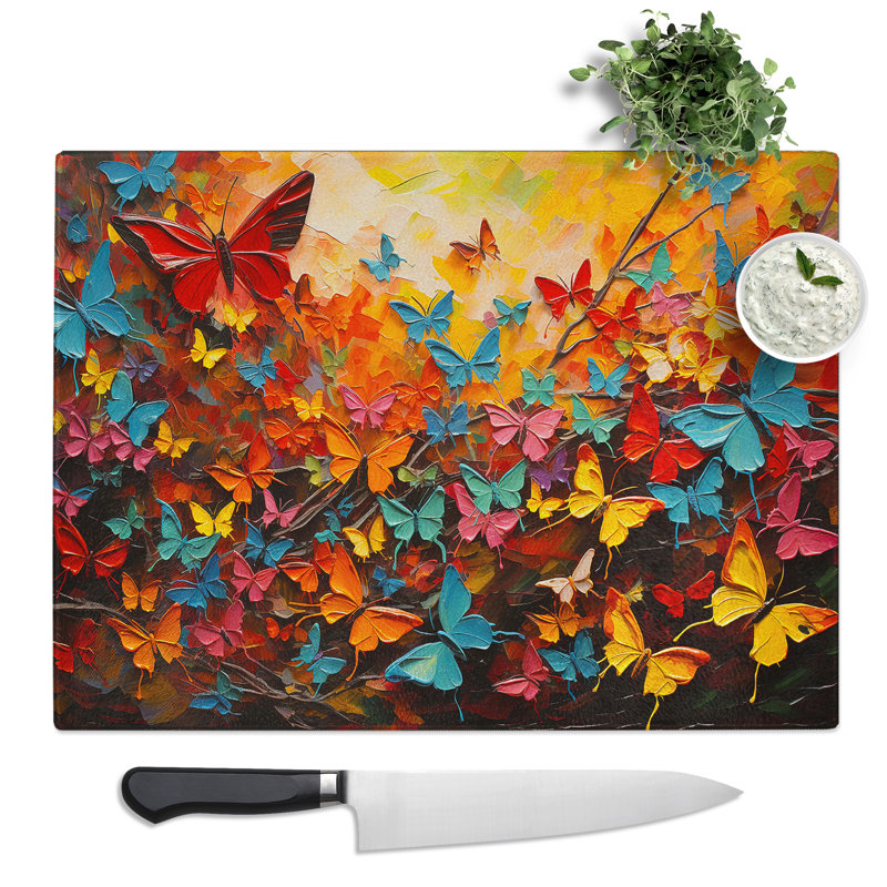 Butterfly Action  Glass Chopping Board