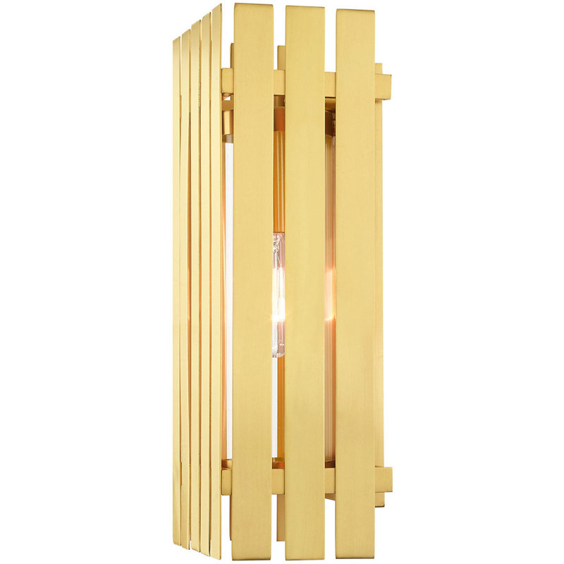 Applique murale en laiton massif, Laiton satiné, H 10 po x l 6 po x P 6 po