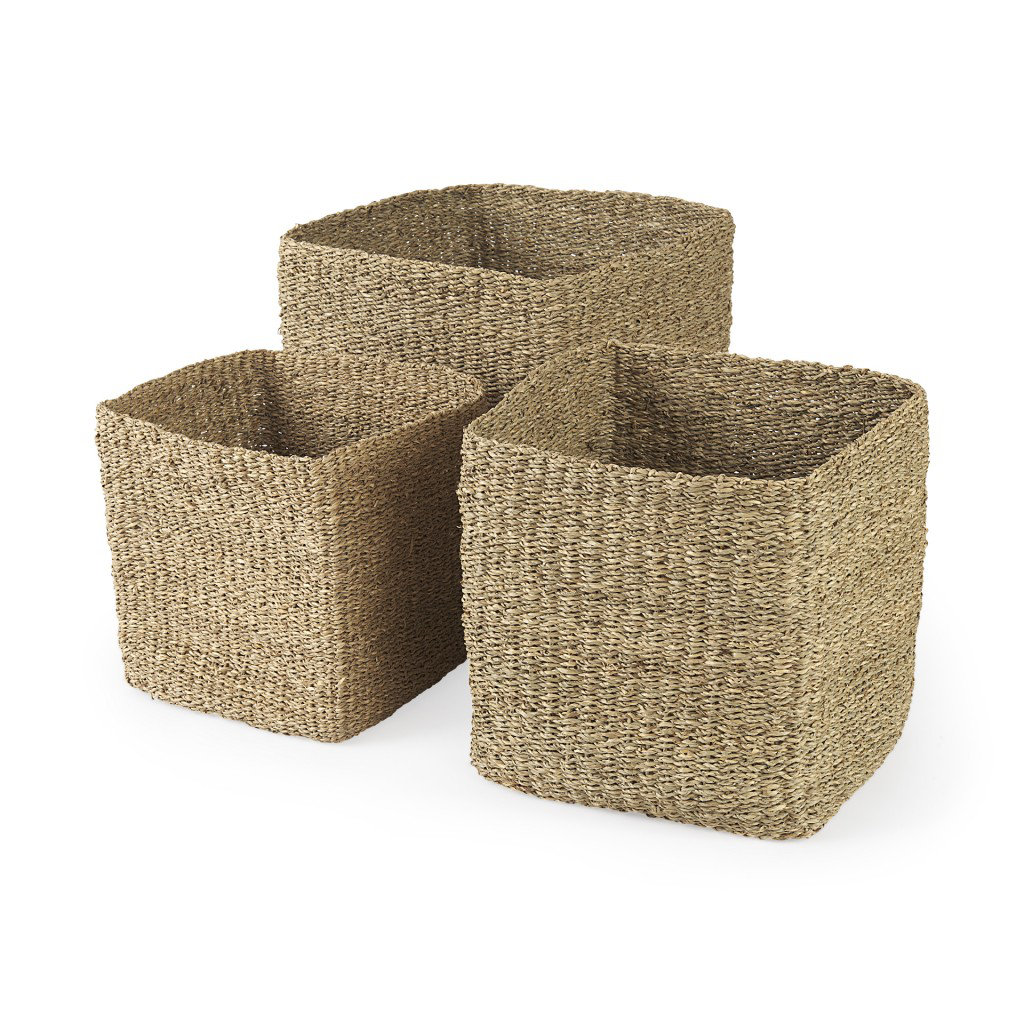 Lefancy Set Of Three Square Wicker Storage Baskets Wayfair