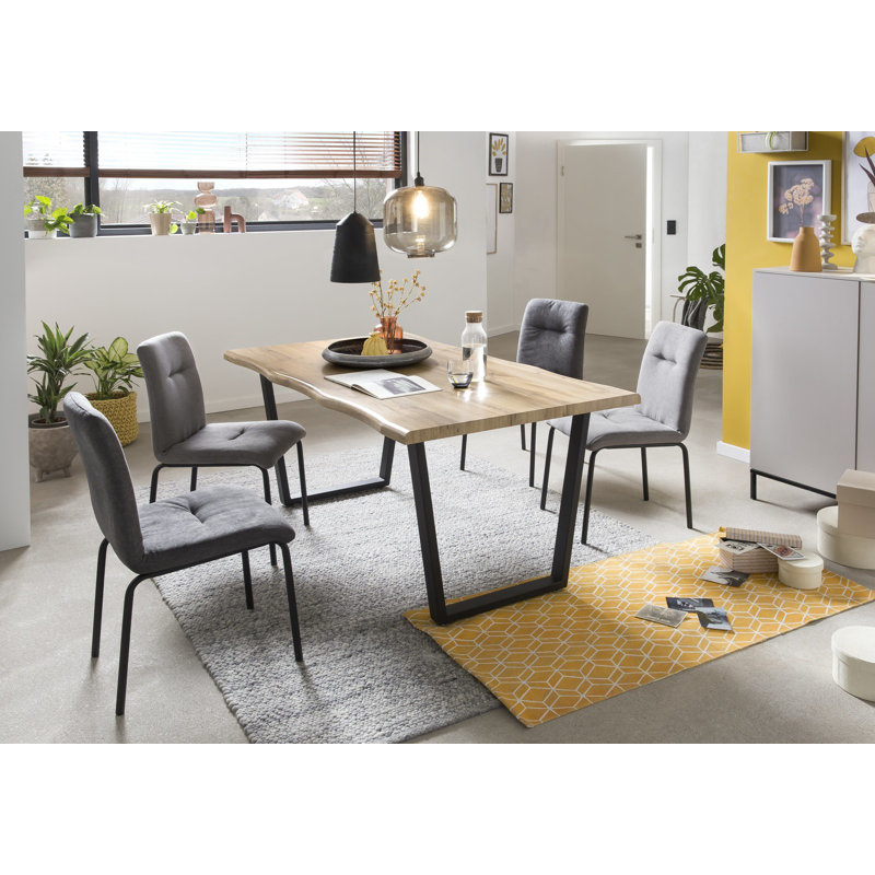 Clemence Metal Base Dining Table, Natural