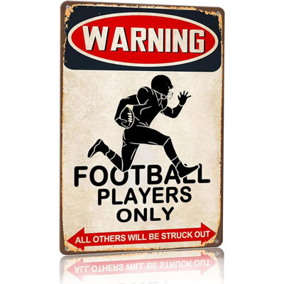 Boys Easter Stuffers Football Gifts Funny Football Players Only Tin Sign for Boys Room Man Cave Wall Decor 8 X 12 Inch (3014)
