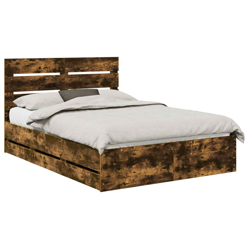 Bed, Smoked Oak, European Kingsize (160 x 200 cm)