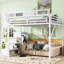 Grand lit mezzanine avec escalier, rangement et garde-robe, métal blanc, fiable à long terme, capacité de 400 lb, tablettes inférieures en métal de 54,3 po pour les petits espaces blancs, chambres à coucher idéales pour les adolescents-1739025103-1739025100