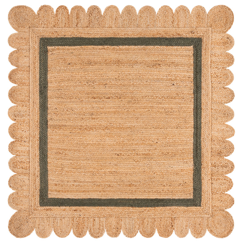 Inaki Natural Fiber 896 Hand Woven Jute Pile Geometric Rug, Square 6'