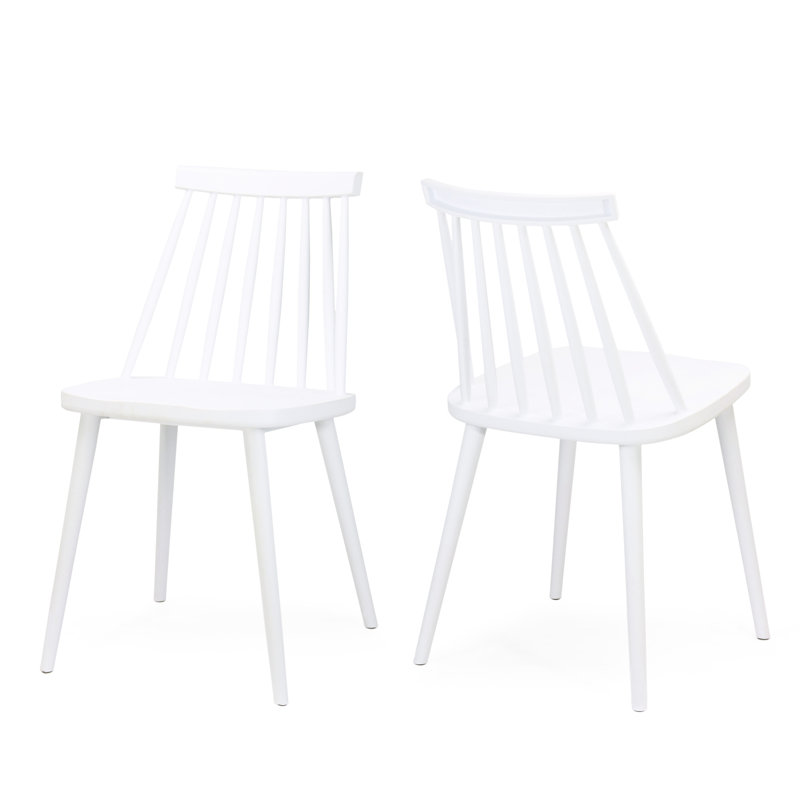 2 chaises de salle à manger blanches - dossier à broche, en polypropylène, faciles à nettoyer, convenant aux chaises de style pièce, 2, pour un nettoyage sans effort