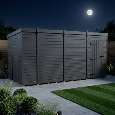 Total Sheds 14ft x 6ft Composite Pent Garden Shed - Single Door - No Windows - EPDM Rubber Roof - UK Manufactured