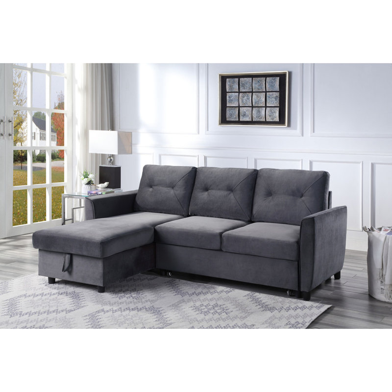 Canapé-lit modulaire réversible en velours de 83 po avec rangement