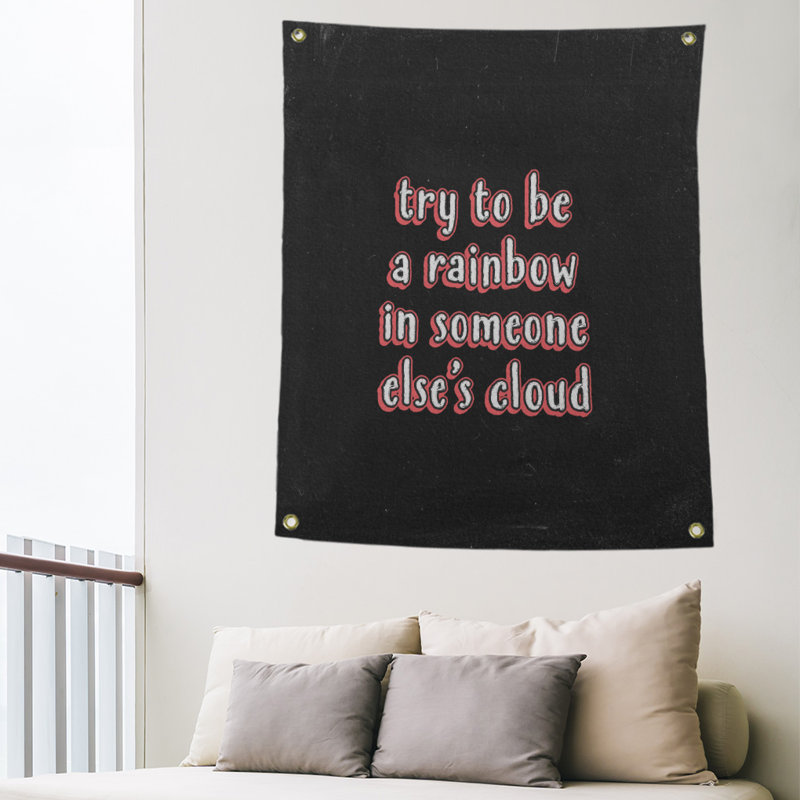 Tableau noir de polyester try to be the arc-en-ciel tapisserie, Rouge, H 80 po x l 59 po