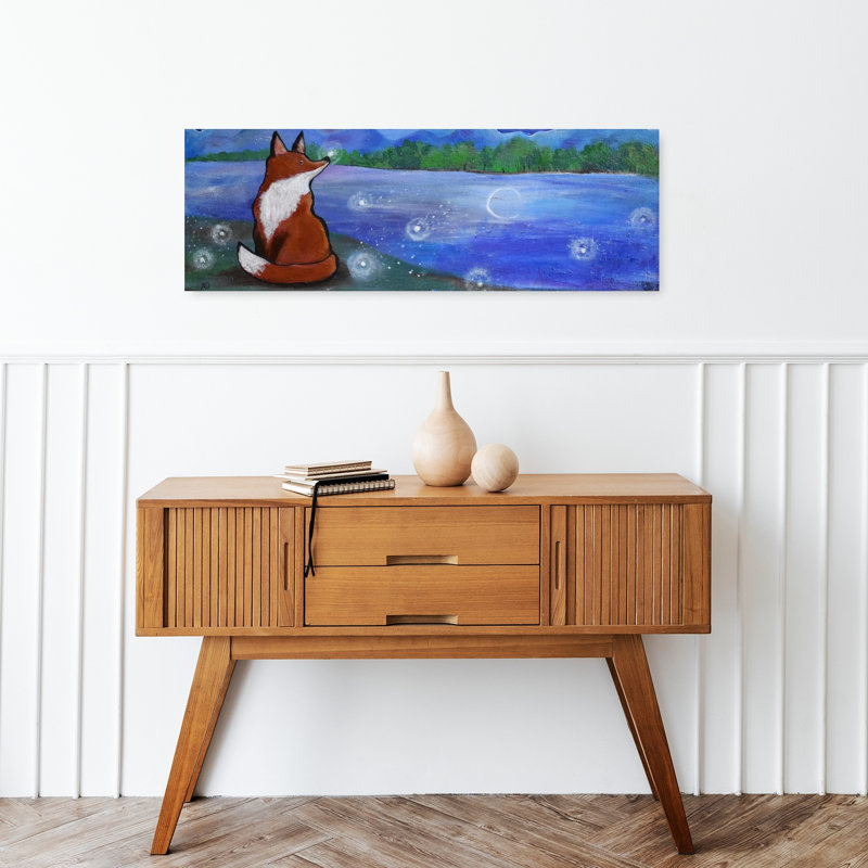 Moonlit Fox Dreams by Andrea Doss - Wrapped Canvas Panoramic Print, 91.44 cm H x 30.48 cm W