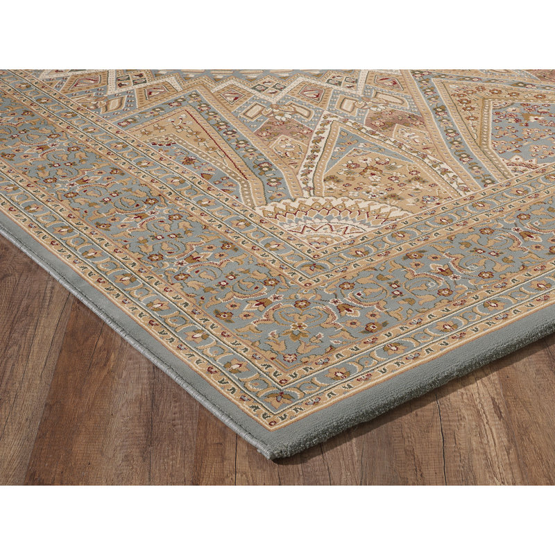 Tapis d'intérieur / extérieur bleu / brun Turkuaz, Rectangle 7 pi 10 po x 10 pi 10 po