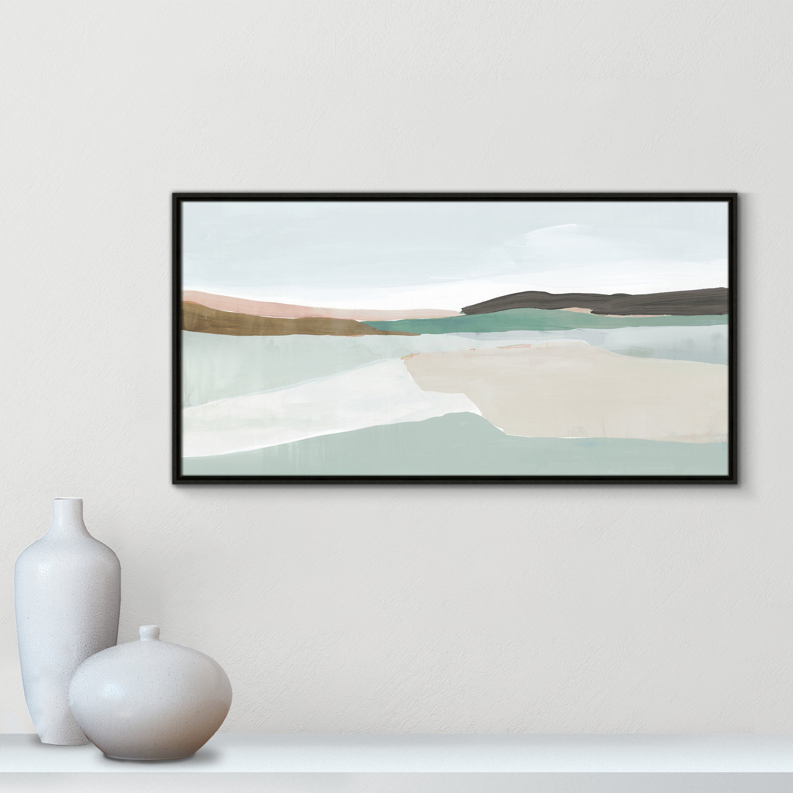 Ali "Sole of the Land I" Painting, 21.5" H x 41.5" W, Black