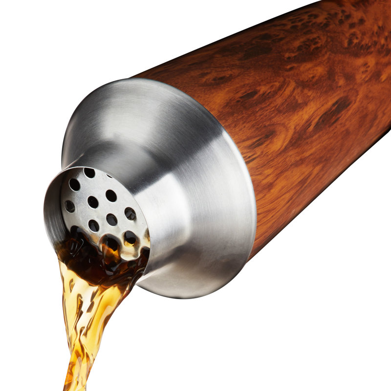 Shaker à cocktail en bois véritable 20 oz avec couvercle et crépine