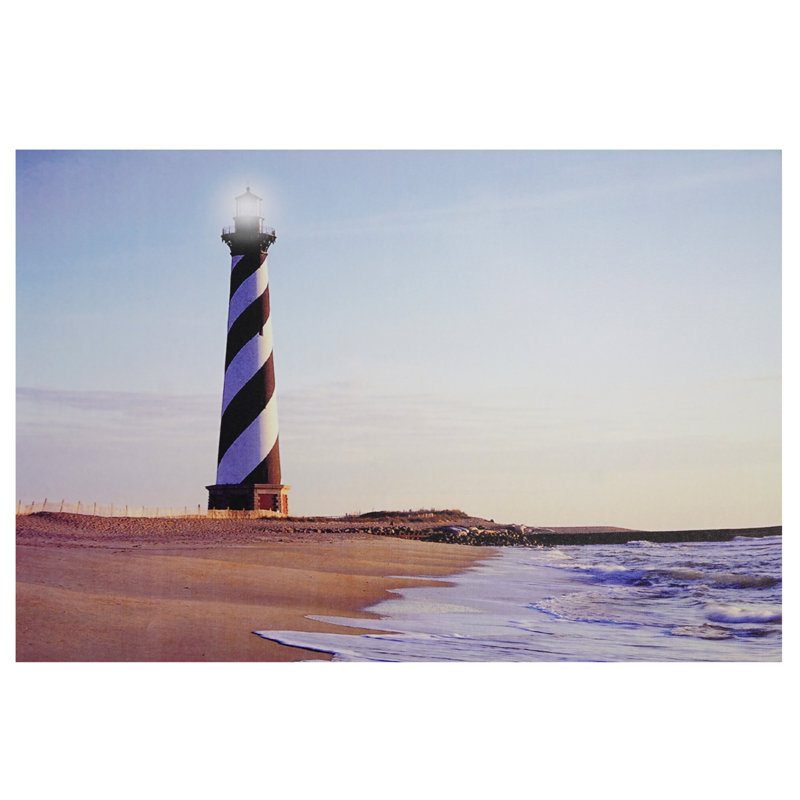 LED Lighted Coastal Lighthouse Canvas Wall Art 24" x 16"