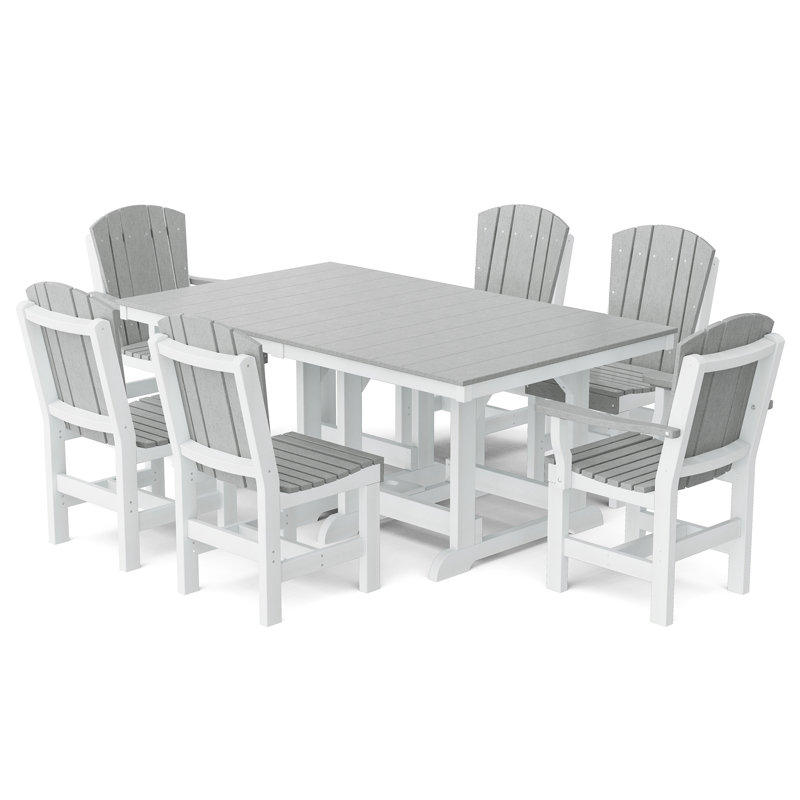 Heritage Dining Set, Light Gray/White, 7-Piece