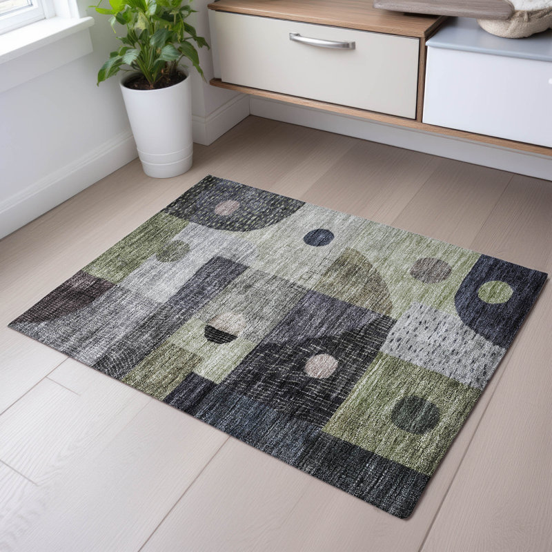 Premium Machine Washable Dilorenzo AMF1117 Geometric Rug, Rectangle 1'8" x 2'6"